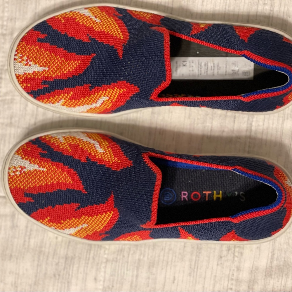 Rothy’s washable kids sneakers in flames